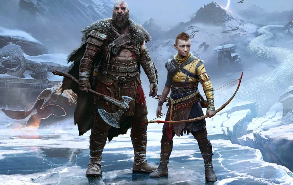 Kratos e Atreus na fase nórdica de God of War